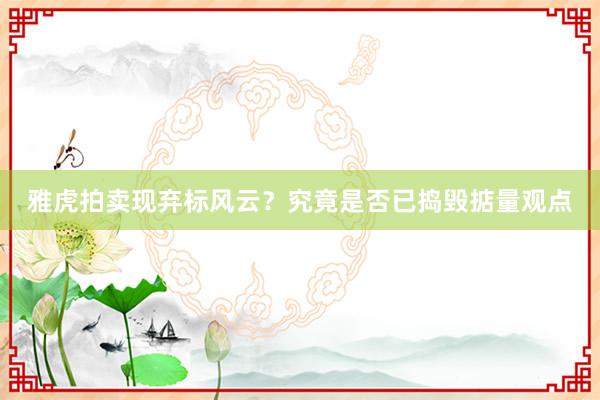 雅虎拍卖现弃标风云？究竟是否已捣毁掂量观点