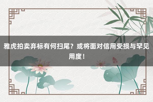 雅虎拍卖弃标有何扫尾？或将面对信用受损与罕见用度！
